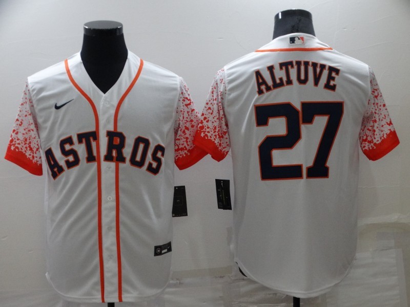 Men's Houston Astros Jose Altuve #27 White Alternate Jersey